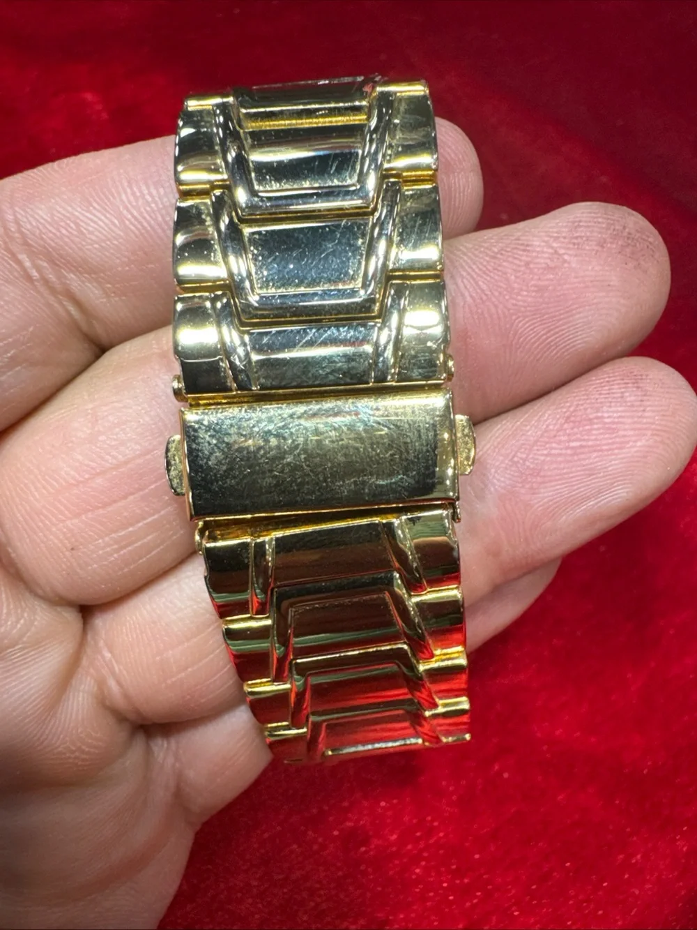 Ice Ice Gold Tone Diamond Watch Tonneau Case Not Working Double Push Clasp